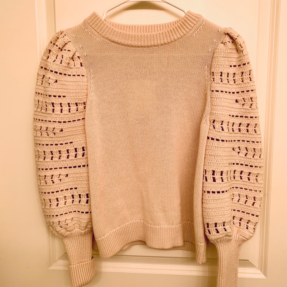 Pale Peach Cream Sezane Sweater Lace Sleeves NEW XS